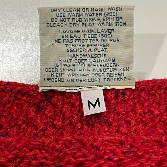 Carraig Donn Irish Wool Cable Knit Button Cardigan, Red, M - Picture 6 of 9